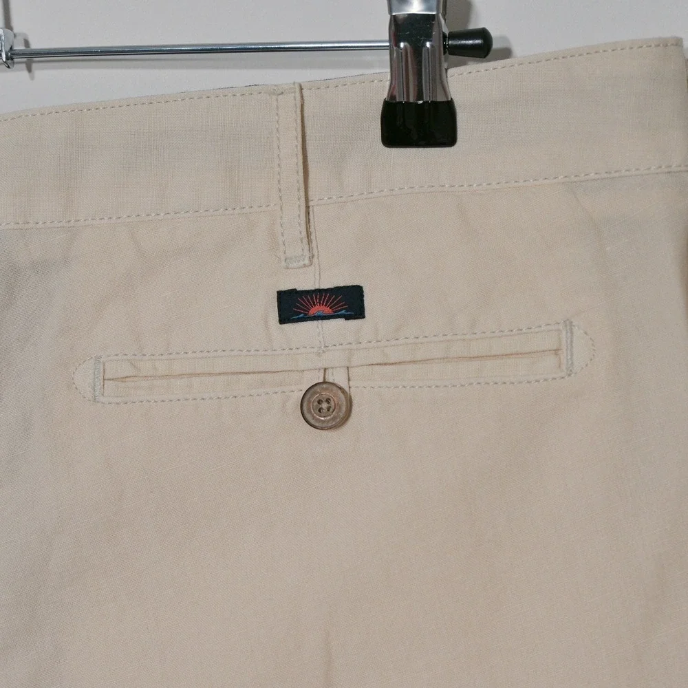 Faherty Malibu Chino Shorts Men's Sz 34 Beige Linen Cotton Blend Casual Light